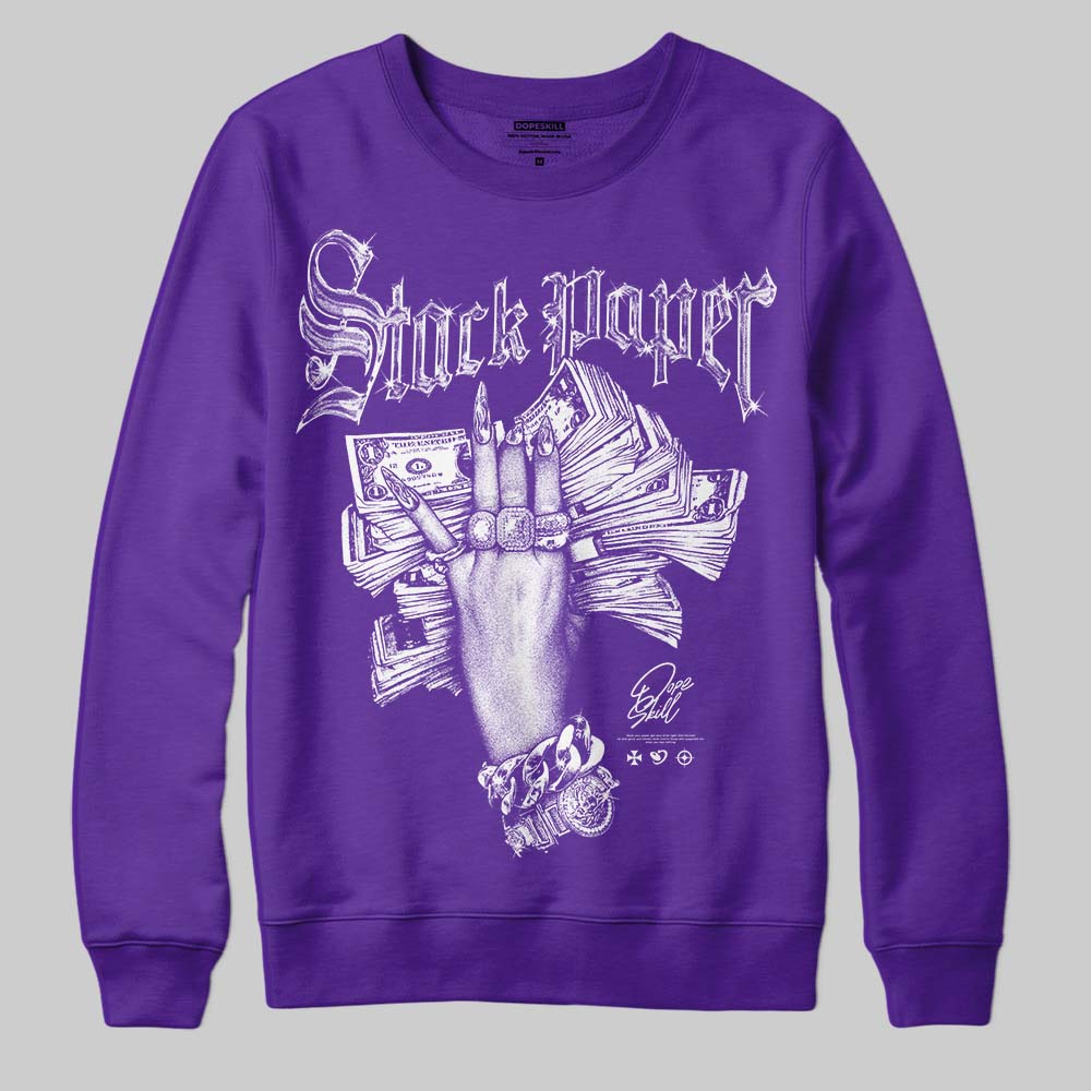 PURPLE Sneakers DopeSkill Sweatshirt Stack Paper Graphic Streetwear - Purple