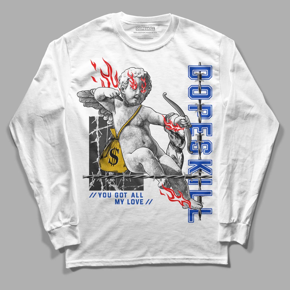 Jordan 14 “Laney” DopeSkill Long Sleeve T-Shirt You Got All My Love Graphic Streetwear - White