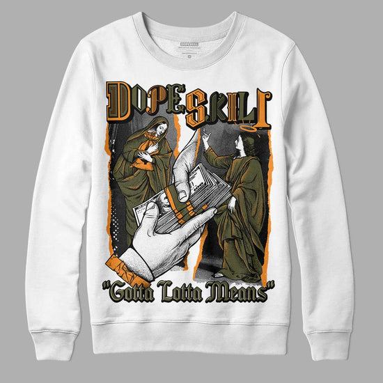 Jordan 5 “Olive” DopeSkill Sweatshirt Gotta Lotta Means Graphic Streetwear - White