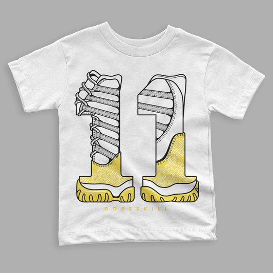 Jordan 11 Low 'Yellow Snakeskin' DopeSkill Toddler Kids T-shirt No.11 Graphic Streetwear - White