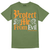 Jordan 5 "Olive" DopeSkill Olive T-Shirt Protect Me From Evil Graphic Streetwear