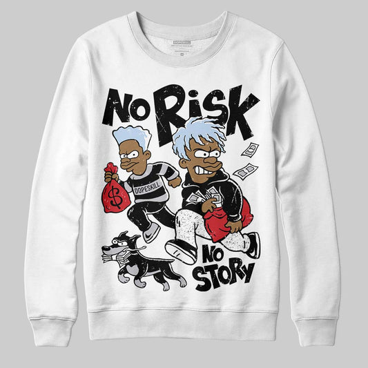 Jordan 5 Retro OG Black Metallic Reimagined DopeSkill Sweatshirt No Risk No Story Graphic Streetwear - White