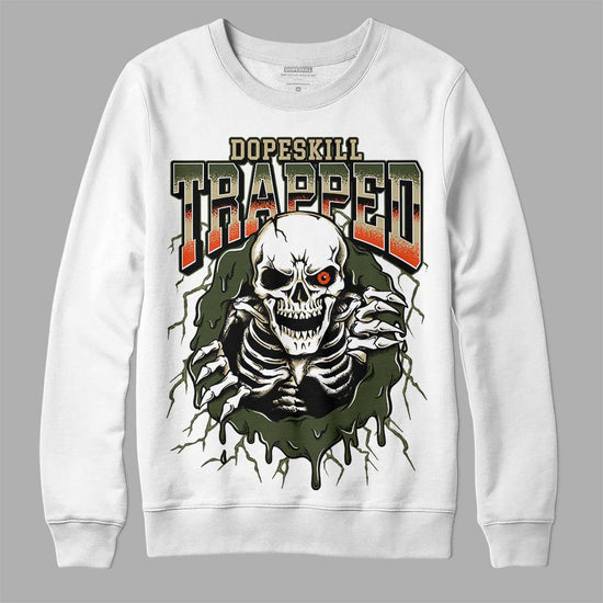 Olive Sneakers DopeSkill Sweatshirt Trapped Halloween Graphic Streetwear - White