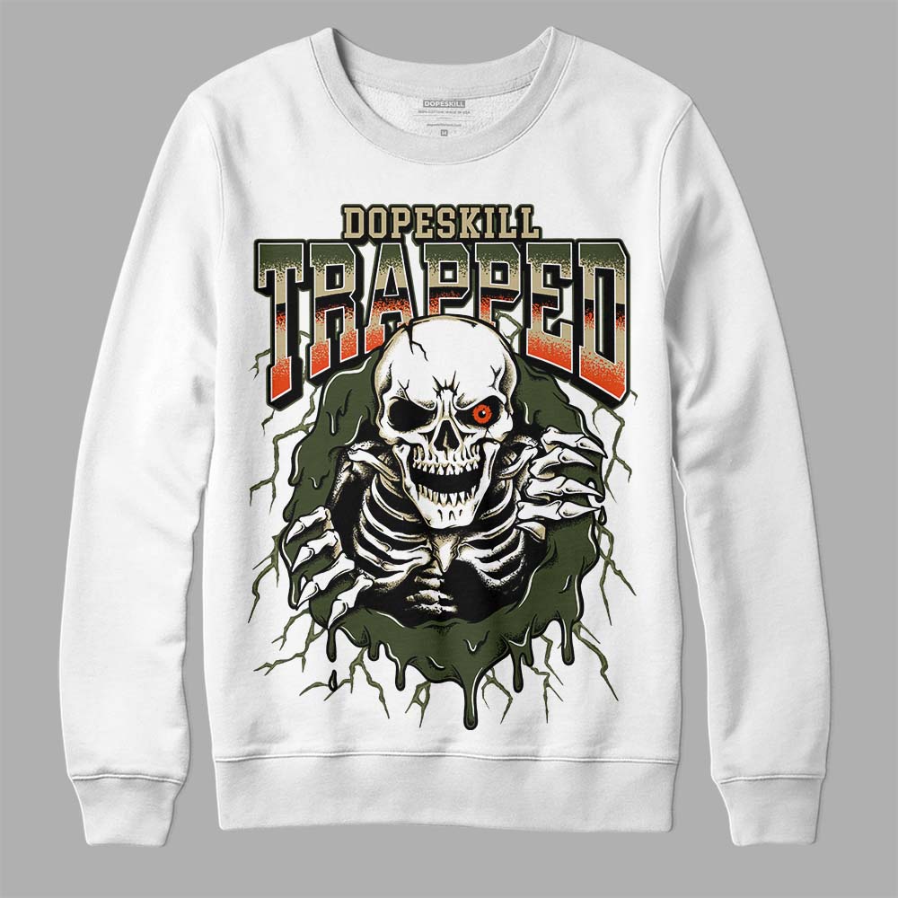 Olive Sneakers DopeSkill Sweatshirt Trapped Halloween Graphic Streetwear - White