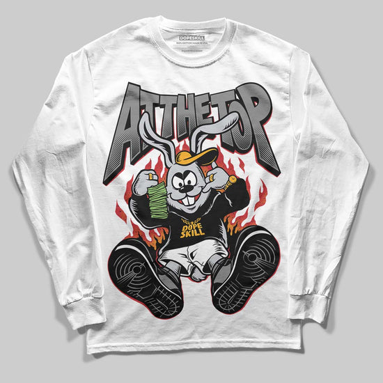 Jordan 4 “Black Cat” (2025) DopeSkill Long Sleeve T-Shirt At The Top Graphic Streetwear - White