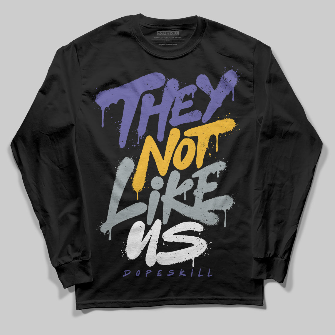 Jordan 4 Retro Lakers DopeSkill Long Sleeve T-Shirt They Not Like Us Graphic Streetwear - black