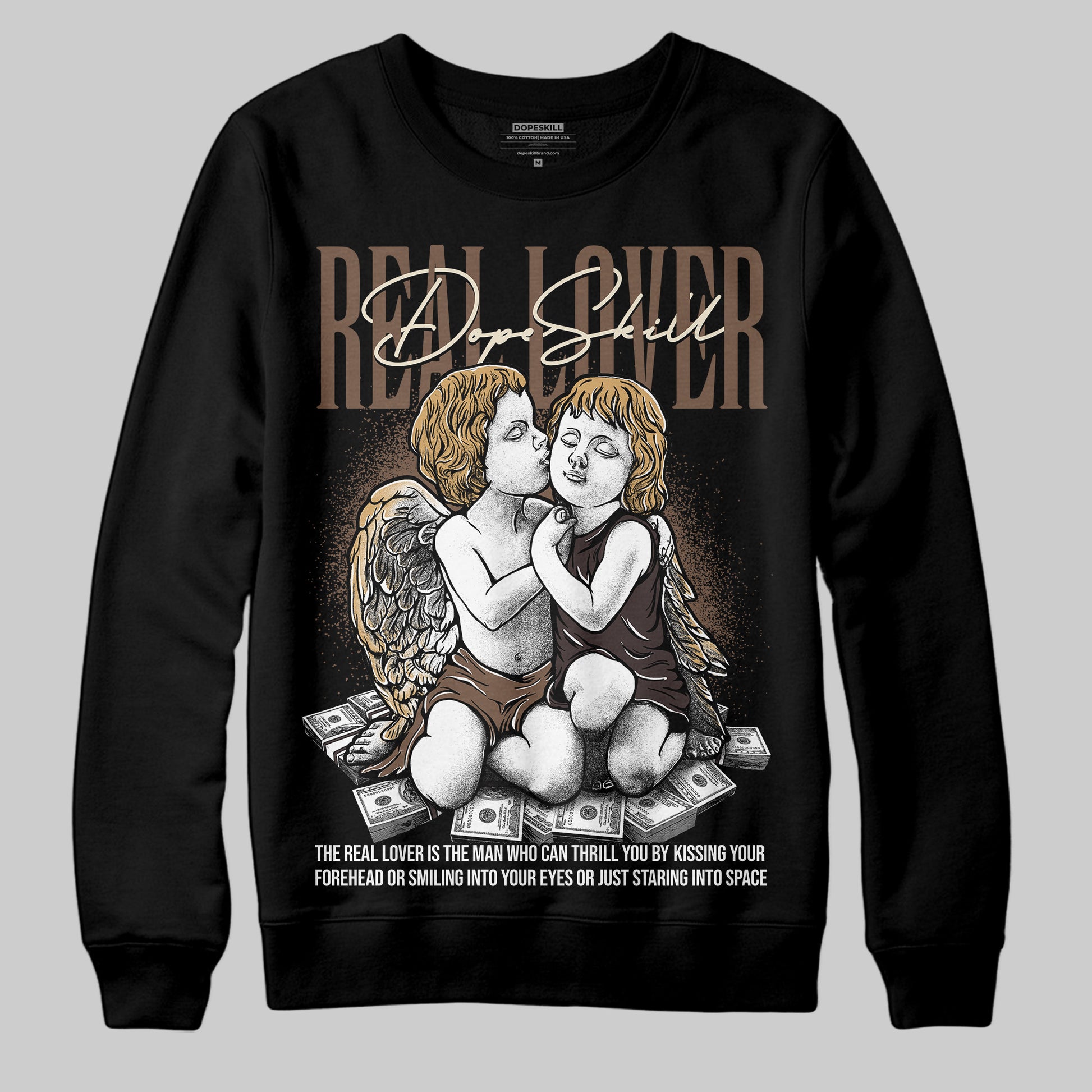 Jordan 5 “Earth/Metallic Gold” DopeSkill Sweatshirt Real Lover Graphic Streetwear - Black