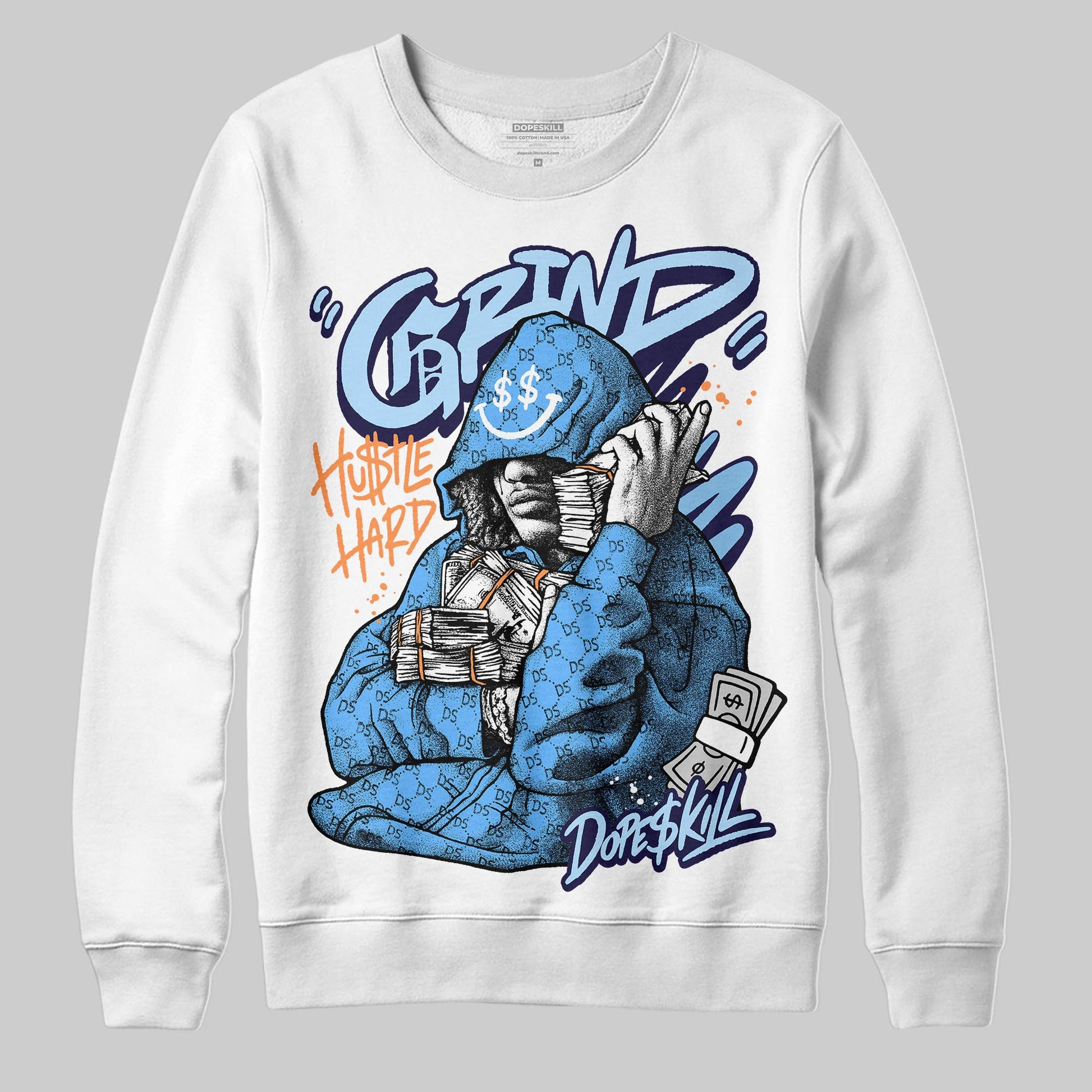 University Blue Sneakers DopeSkill Sweatshirt Grind Pray Graphic Streetwear - White