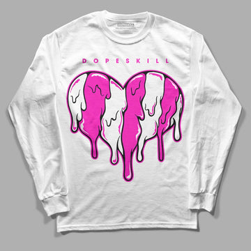 Dunk Low GS “Active Fuchsia” DopeSkill Long Sleeve T-Shirt Slime Drip Heart Graphic Streetwear - White