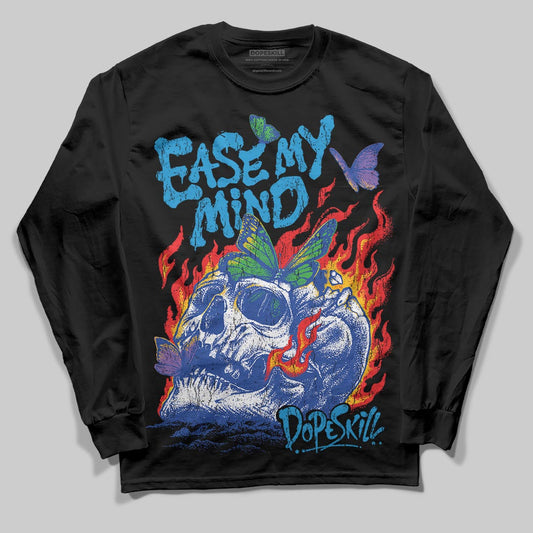 Royal Blue Sneakers DopeSkill Long Sleeve T-Shirt Ease My Mind Graphic Streetwear - Black