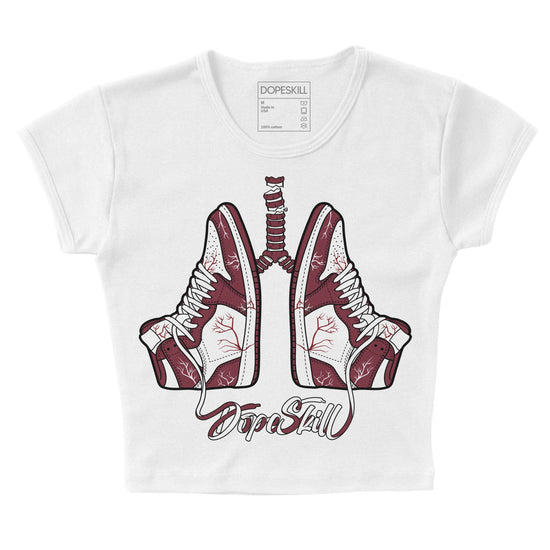 Jordan 1 Retro High OG “Team Red” DopeSkill Women's Crop Top Breathe Graphic Streetwear - White