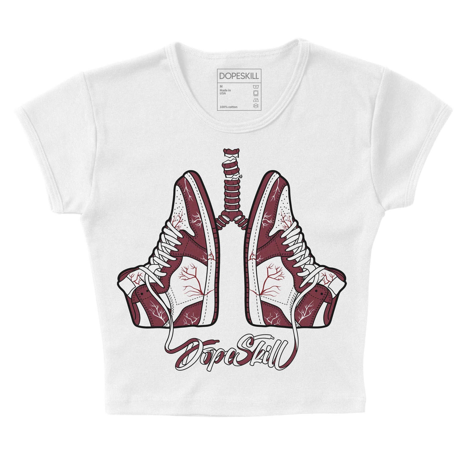 Jordan 1 Retro High OG “Team Red” DopeSkill Women's Crop Top Breathe Graphic Streetwear - White