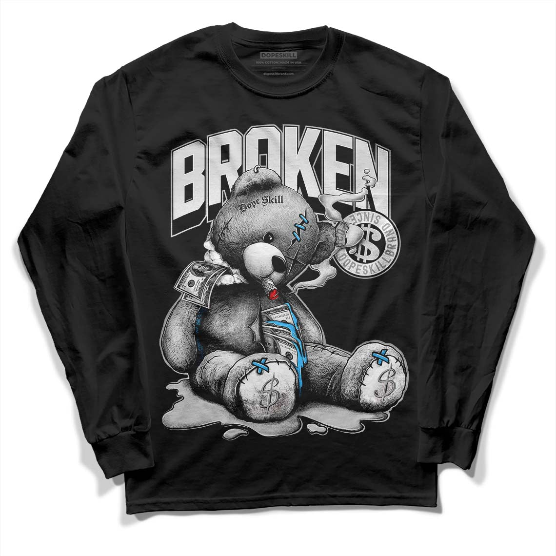 Dunk Low ‘Pure Platinum’ DopeSkill Long Sleeve T-Shirt Sick Bear Graphic Streetwear - Black