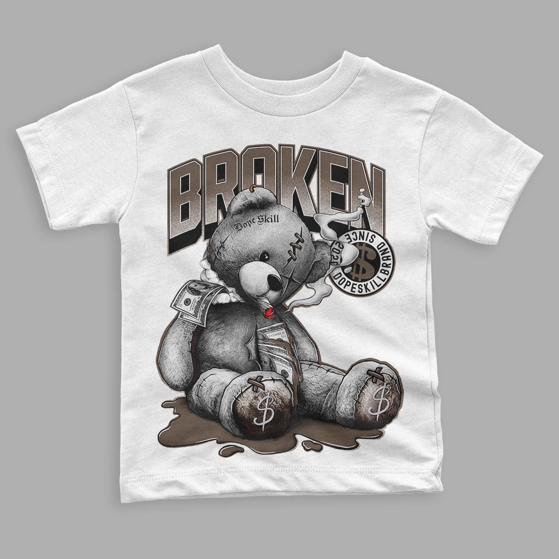 Jordan 1 Retro High OG Palomino DopeSkill Toddler Kids T-shirt Sick Bear Graphic Streetwear - White