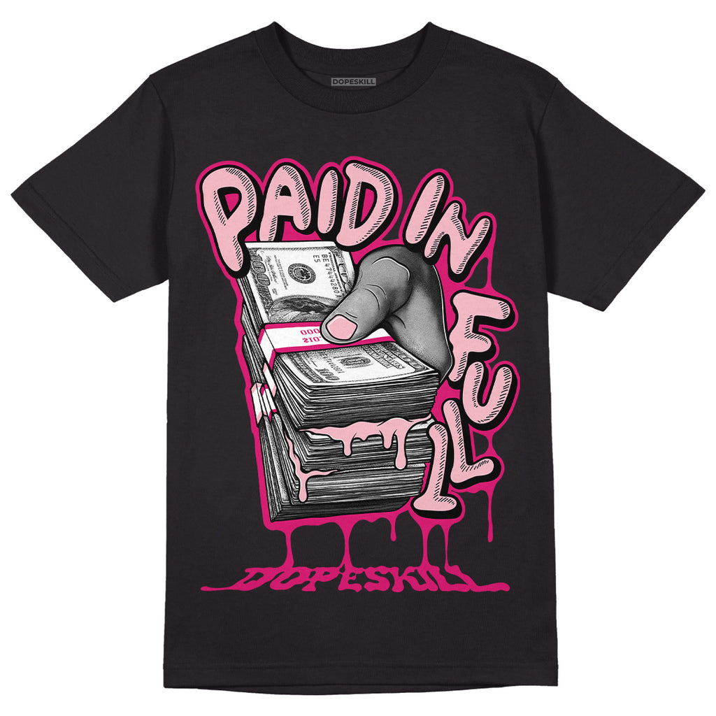 Jordan 1 Mid Coral Chalk DopeSkill T-Shirt Paid In Full Graphic Streetwear - Black