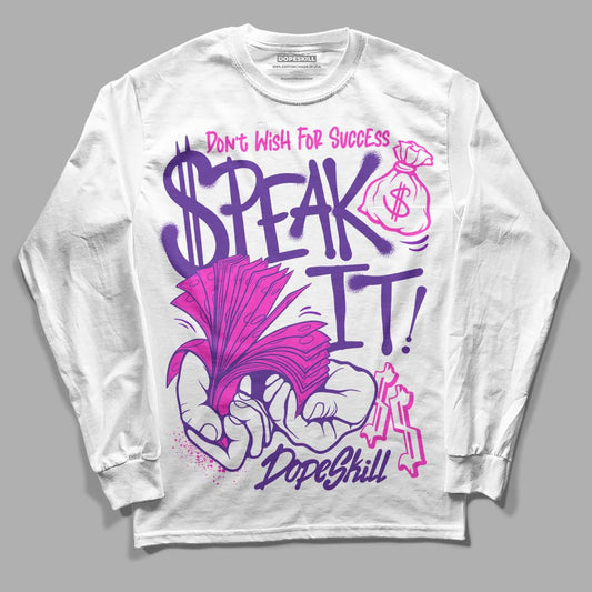 PURPLE Sneakers DopeSkill Long Sleeve T-Shirt Speak It Graphic Streetwear - White