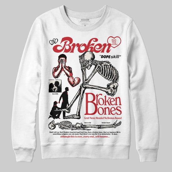 Jordan 4 “Flight Club” DopeSkill Sweatshirt Broken Bones Graphic Streetwear - White