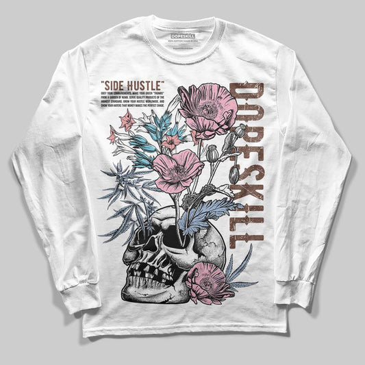 Harris Tweed x Dunk Low Denim Turquoise and Baroque Brown DopeSkill Long Sleeve T-Shirt Side Hustle Graphic Streetwear - White