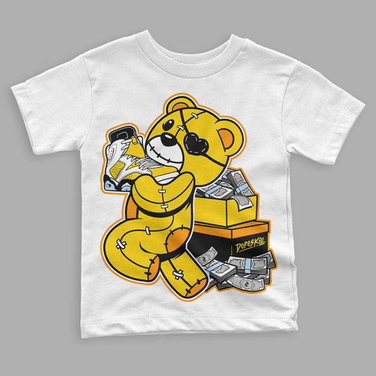 Jordan 6 “Yellow Ochre” DopeSkill Toddler Kids T-shirt Bear Steals Sneaker Graphic Streetwear - White
