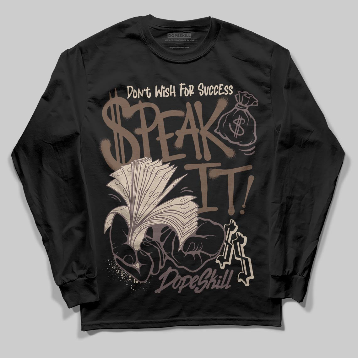 A Ma Maniére x Air Jordan 4 “Dark Mocha” DopeSkill Long Sleeve T-Shirt Speak It Graphic Streetwear - black