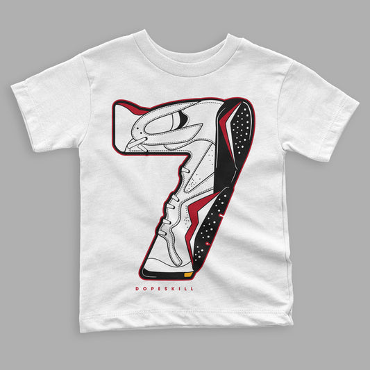 Jordan 7 Retro Cardinal DopeSkill Toddler Kids T-shirt No.7 Graphic Streetwear - White 