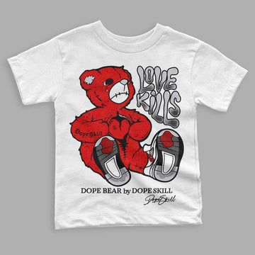 Jordan 4 Retro Red Cement DopeSkill Toddler Kids T-shirt Love Kills Graphic Streetwear - White