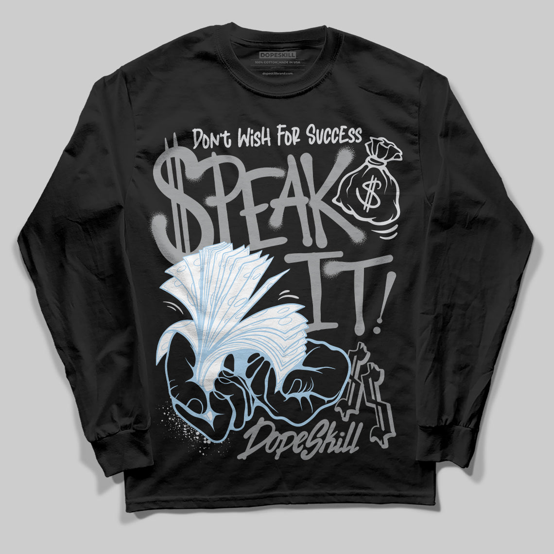 Jordan 5 Retro Wolf Grey (2026) DopeSkill Long Sleeve T-Shirt Speak It Graphic Streetwear - Black