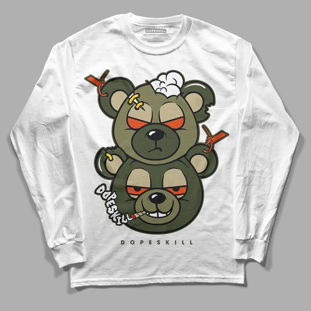 Olive Sneakers DopeSkill Long Sleeve T-Shirt New Double Bear Graphic Streetwear - White