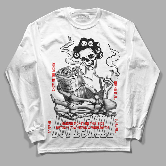 Jordan 2 Retro "Black Cement" DopeSkill Long Sleeve T-Shirt Show Me The Money Graphic Streetwear - White