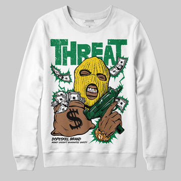 Green Sneakers DopeSkill Sweatshirt Under Threat Graphic Streetwear - White