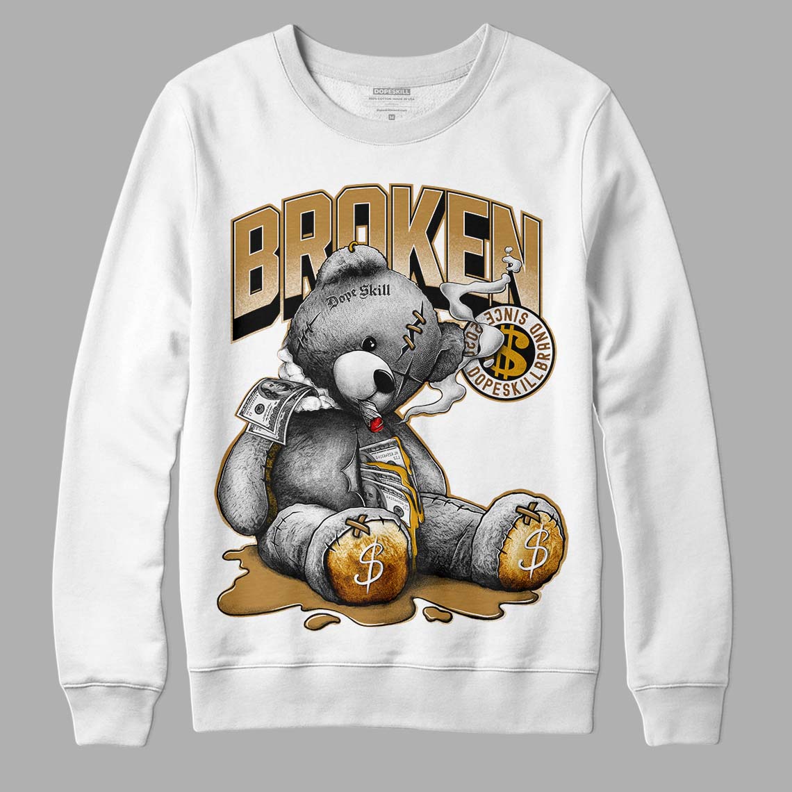 Jordan 13 Wheat 2023 DopeSkill Sweatshirt Sick Bear Graphic Streetwear - White