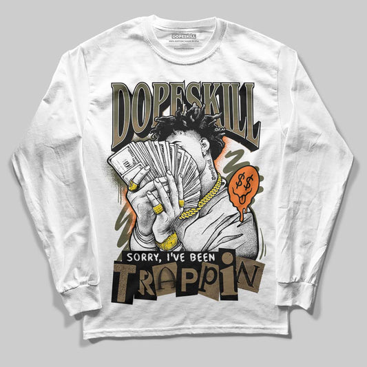 Adidas Samba OG Focus Olive Gum DopeSkill Long Sleeve T-Shirt Sorry I've Been Trappin Graphic Streetwear - White