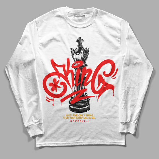 Red Sneakers DopeSkill Long Sleeve T-Shirt King Chess Graphic Streetwear - White