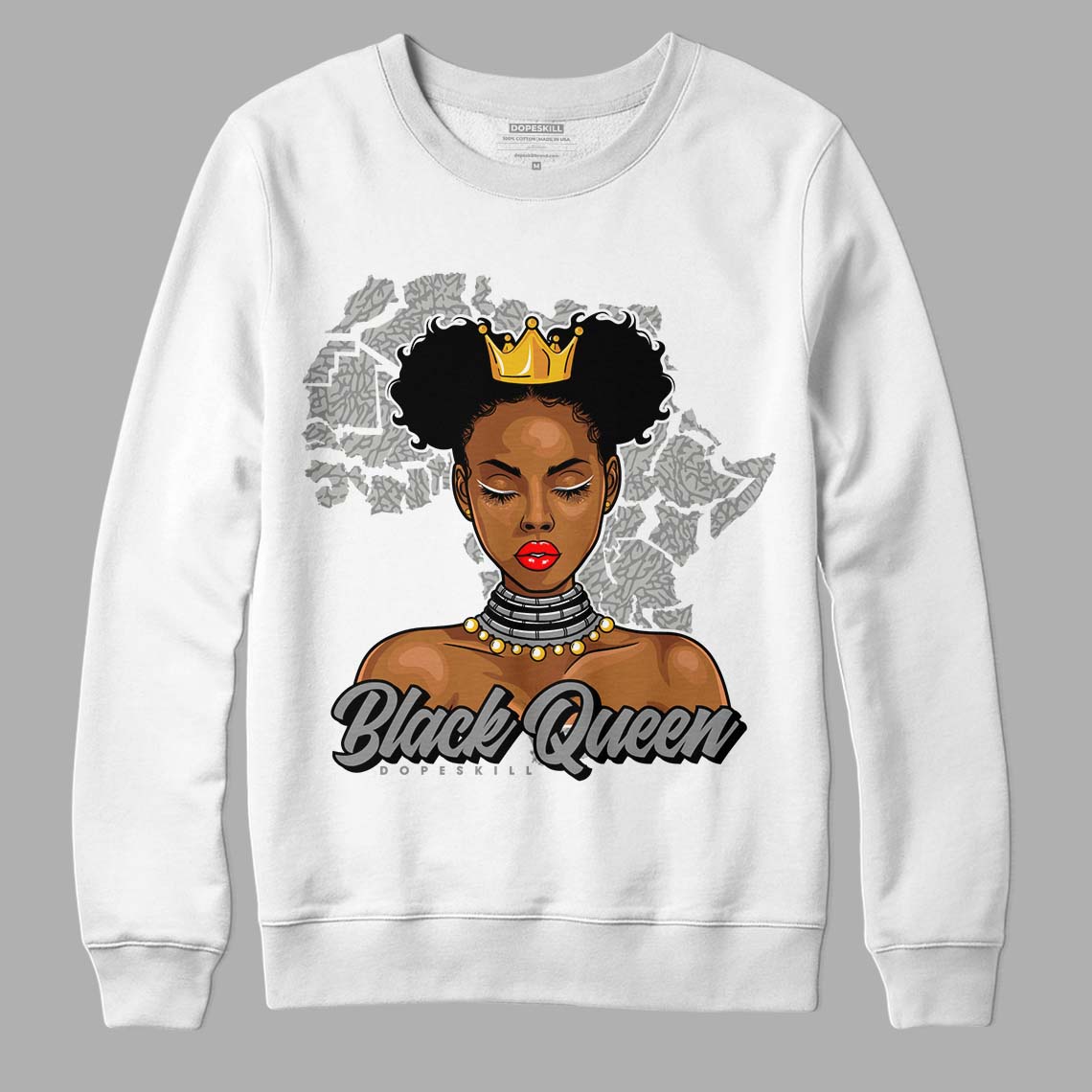 Jordan 1 Retro High OG “Elephant Print” DopeSkill Sweatshirt Black Queen Graphic Streetwear - White