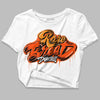 Jordan 12 Retro Brilliant Orange DopeSkill Women's Crop Top Rare Breed Type Graphic Streetwear - White