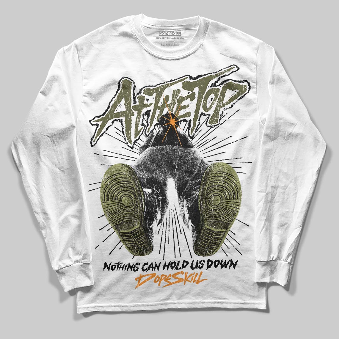 Olive Sneakers DopeSkill Long Sleeve T-Shirt Nothing Can Hold US Down Graphic Streetwear - White