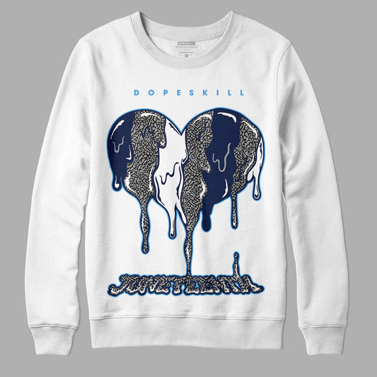 Jordan 3 "Midnight Navy" DopeSkill Sweatshirt Juneteenth Heart Graphic Streetwear - White 