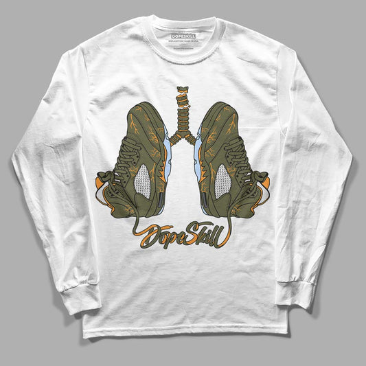 Jordan 5 "Olive" DopeSkill Long Sleeve T-Shirt Breathe Graphic Streetwear - White