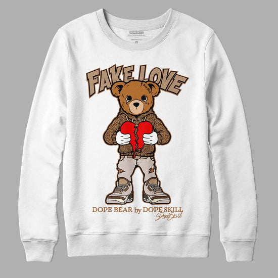 Jordan 3 Retro Palomino DopeSkill Sweatshirt Fake Love Graphic Streetwear - White