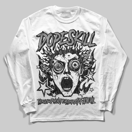 Jordan 4 “Black Cat” (2025) DopeSkill Long Sleeve T-Shirt Root of Evil Graphic Streetwear - White