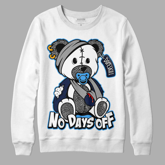 Jordan 3 "Midnight Navy" DopeSkill Sweatshirt Hurt Bear Graphic Streetwear - White 