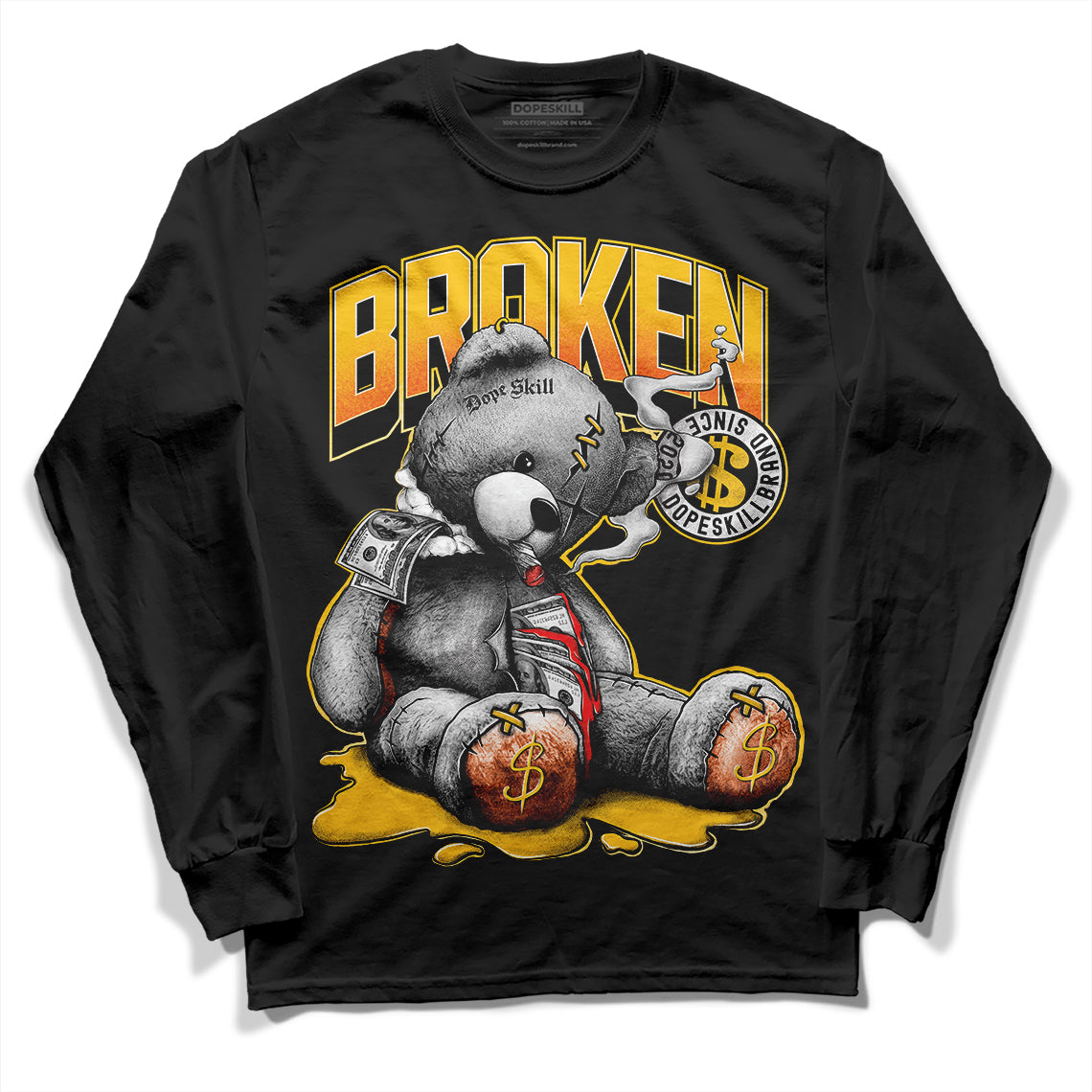 Yellow Sneakers DopeSkill Long Sleeve T-Shirt Sick Bear Graphic Streetwear - Black