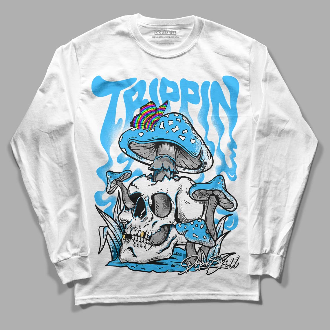 Jordan 1 High Retro OG “University Blue” DopeSkill Long Sleeve T-Shirt Trippin Graphic Streetwear - White