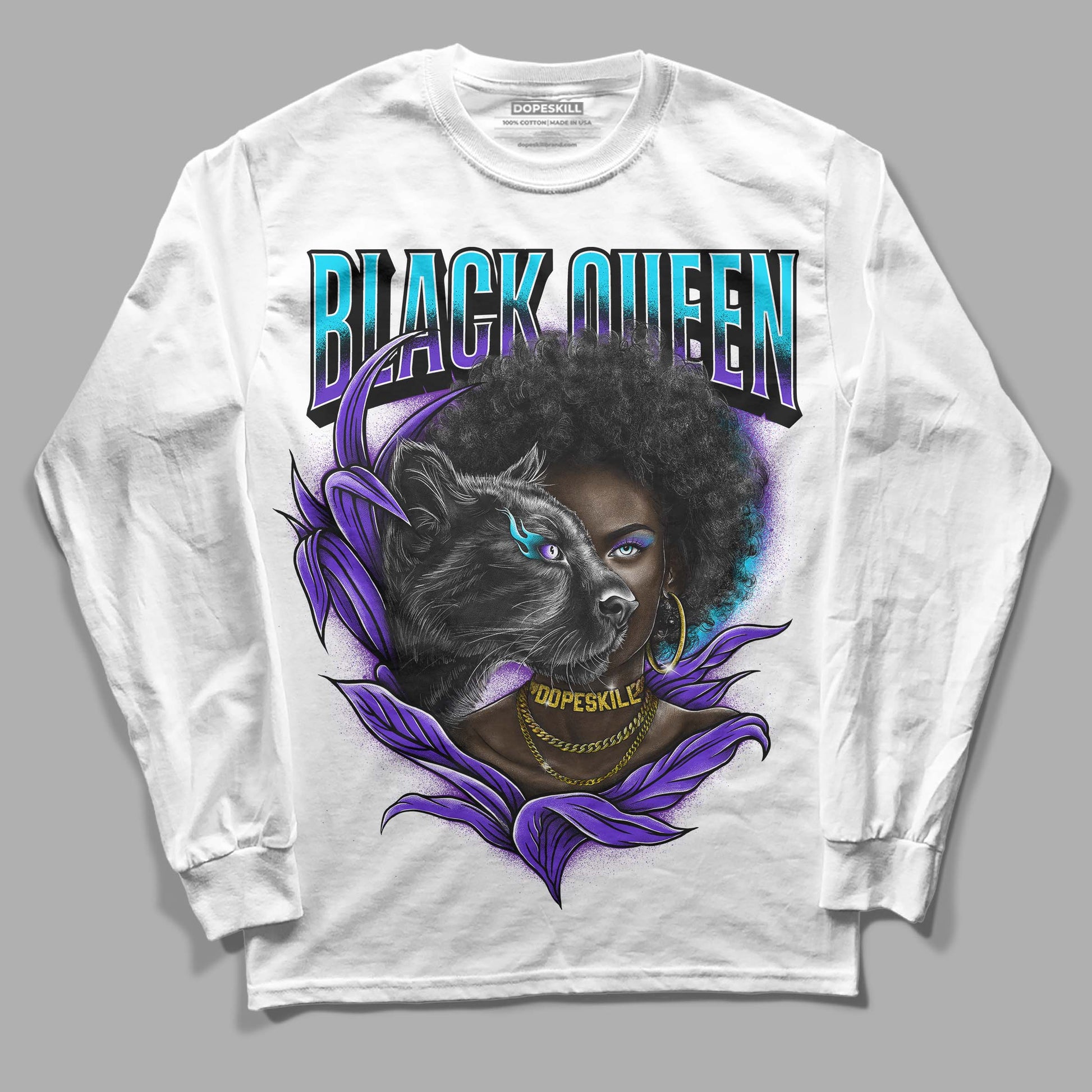 Jordan 6 "Aqua" DopeSkill Long Sleeve T-Shirt New Black Queen Graphic Streetwear - White 