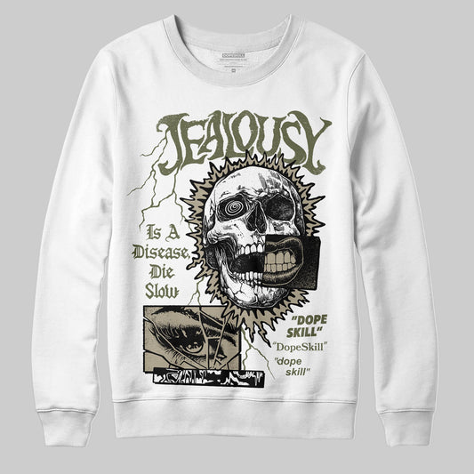 Olive Sneakers DopeSkill Sweatshirt Jealousy Graphic Streetwear - White