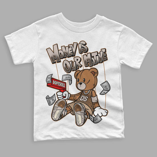 Jordan 3 Retro Palomino DopeSkill Toddler Kids T-shirt Money Is Our Motive Bear Graphic Streetwear - White