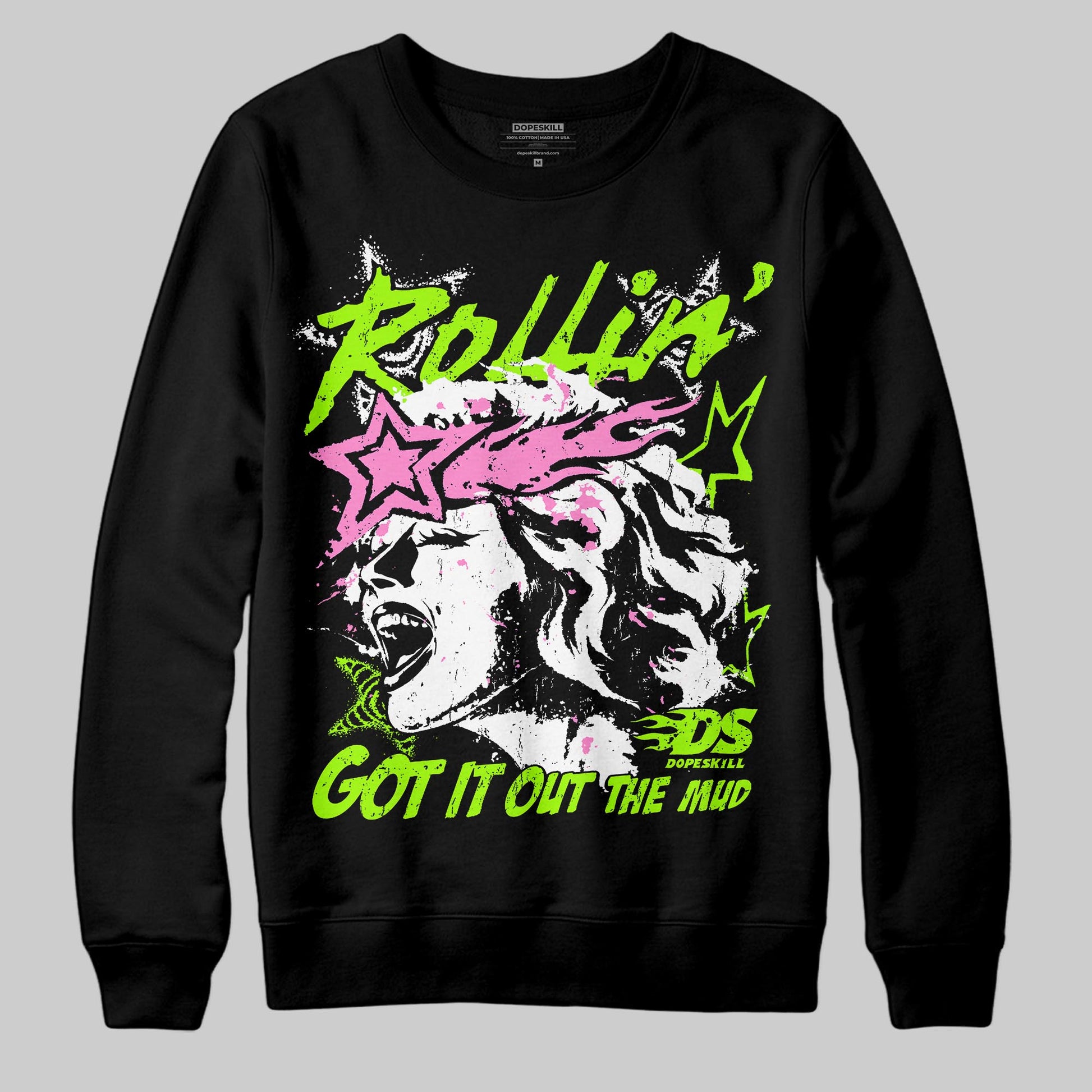 Neon Green Sneakers DopeSkill Sweatshirt Got It Out The Mud Graphic Streetwear - Black