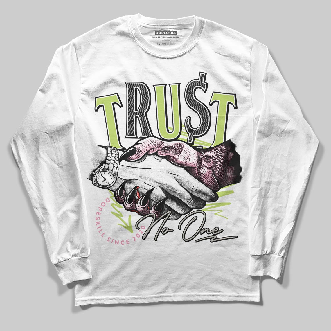 Chase B x Travis Scott x Jordan Jumpman Jack DopeSkill Long Sleeve T-Shirt Trust No One Graphic Streetwear - White
