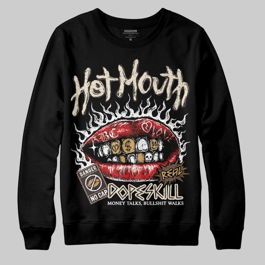 Jordan 5 “Earth/Metallic Gold” DopeSkill Sweatshirt Hot Mouth Graphic Streetwear - Black