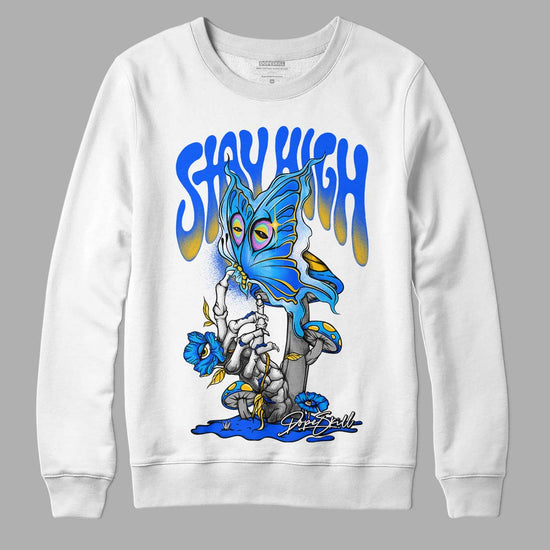 Royal Blue Sneakers DopeSkill Sweatshirt Stay High Graphic Streetwear - White